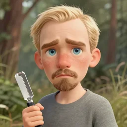 art young lenin with razor blade, light blue eyes, pale skin, freckles, sad expression, t - shirt, modern casual clothing, natural lighting, path traced, highly detailed, high quality, cartoon, digital painting, by don bluth and ross tran and studio ghibli and alphonse mucha