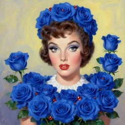 beautiful digital painting of I Love Lucy and blue roses and rubies, by Georgia O\'Keeffe, Carmelo Blandino, Cyril Rolando, artstation, Behance, 4K,