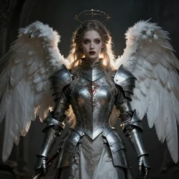 Angel knight gothic girl. by Konstantin Razumov, horror scene, highly detailded