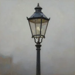 Masterpiece. Artistic principles. Trending on artstation. An oil painting of a victorian era street lamp.