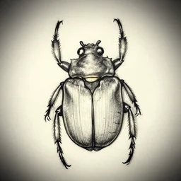 elaborate irezumi tattoo concept of a beetle, tattoo sketch, ink, coherent