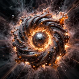 a fractal warp core made of slime exploding, artwork by star trek