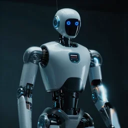 vfx film, spacex teslabot, sleek assistant robot, flat color profile low - key lighting award winning photography arri alexa cinematography, hyper real photorealistic cinematic, atmospheric cool colorgrade