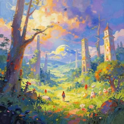 dream like world, colorful painting, concept art, artstation