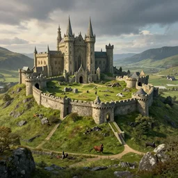 kakariko village in the style of j. r. r. tolkien's middle - earth and arthurian legendarium within the kingdom of avalon. fantastical. beautiful full deep color photography by ansel adams. supreme master of landscapes. iconic. 4 k. lighting by james gurney, victoria finlay, artists master series : color and light by 3 dtotal