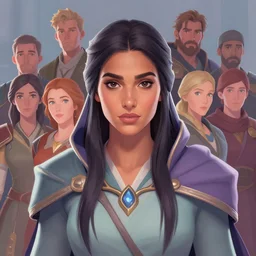 centered head - on medium shot painted portrait maya ali as sorcerer, destiny 2, divinity 2, gloomhaven, pastel colours, octane render, unreal engine, matte painting concept art, fanart artstation by martine johanna and jesper ejsing and rhads and lois van baarle and ilya kuvshinov and rossdraws