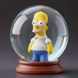 cute Homer Simpson doll inside a crystal ball, studio photo, well detailed, artstation trend, HDR, professional lighting
