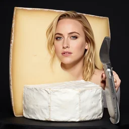 brie larson has a giant brie cheese head