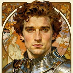 realistic detailed face portrait of henry cavill in knight's armor by alphonse mucha, ayami kojima, amano, greg hildebrandt, and mark brooks, masculine, art nouveau, neo - gothic, gothic