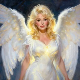 high quality high detail painting by ilya repin depicting dolly parton as a beautiful angel, glow