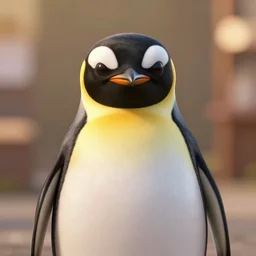 a cinematic anthropomorphic human penguin, half penguin half human, facing camera, ultra realistic, canon, 3 5 mm, bokeh, coherent, warm colors