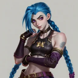 jinx from league of legends, shrug pose, intricate, elegant, highly detailed, ray tracing, digital painting, artstation, concept art, smooth, sharp focus, illustration, art by artgerm and greg rutkowski and alphonse mucha, 8 k