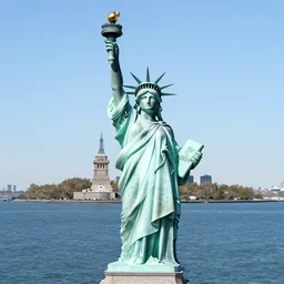 photo of statue of liberty made of glass on bedloe's island overlooking the ocean
