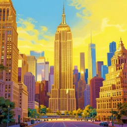 artstation concept of new york city, bright colorful, gold, hyperdetailed, artstation trending, world renowned artists, worth1000.com, historic artworks society, antique renewel, cgsociety, by greg rutkowski, by Gustave Dore, Deviantart