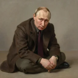 vladimir putin, beggar on ground, by augustus edwin mulready, realistic face