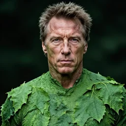 portrait of clint eastwood, veiny green, looking like leaves