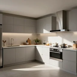 A kitchen from an ant's perspective, photorealistic