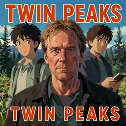 Twin Peaks poster artwork by Michael Whelan and Tomer Hanuka, Rendering of portrait of Larry David in scene from Twin Peaks, full of details, by Makoto Shinkai and thomas kinkade, Matte painting, trending on artstation and unreal engine