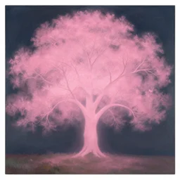 a tree made of spiritual pink light painted by thomas cole
