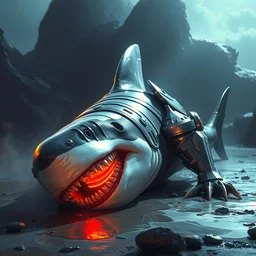 shark in knight armor on the ground faceplant, fallen on its face, fantasy, digital painting, dramatic lighting, vibrant setting, realistic shading, unreal engine 5, concept art, ultra detailed, trending artstation