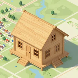 wooden house, isometric perspective, isometric map by sid meier's civilization vi, by craig mullins by jakub rozalski