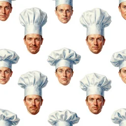 a seamless pattern of photorealistic elaborate and detailed chef hats by roy lichtenstein