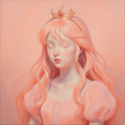 pretty peach princess dream, oil and acrylic on canvas, surrealism, high detail