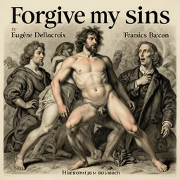 forgive my sins, by Eugène Delacroix and Francis Bacon and Micheal Whelan, Hieronymus Boch, artistic, intricate drawing, light brazen, realistic fantasy, extremely detailed and beautiful aesthetic, establishing shot, 8k resolution, dramatic lighting