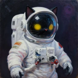 vaporwave astronaut black cat, oil painting, 4K, high octane, ominous, ultra realistic