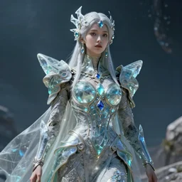 futuristic space empress made of stone and glass, gorgeous