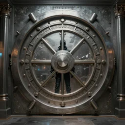 a futuristic vault door, elegantly ornamented digital illustration by greg rutkowski, cyberpunk, android netrunner