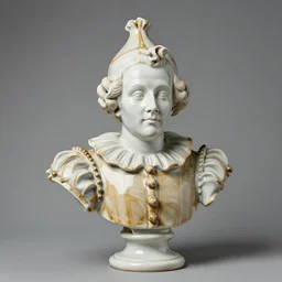 a ceramic portrait bust of harlequin, 1 8 th century style, studio lighting, british museum, 4 k
