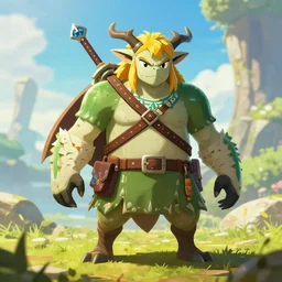 a bokoblin from the legend of zelda breath of the wild, breath of the wild art style.