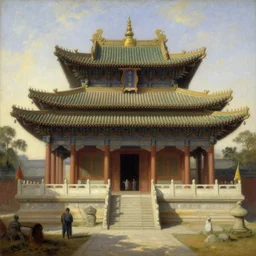 ancient asian temple, painting by gaston bussiere, craig mullins, j. c. leyendecker, edgar degas