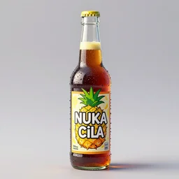 bottle of delicious pineapple nuka cola, unreal engine, 3 d art, concept art, highly detailed, pop art