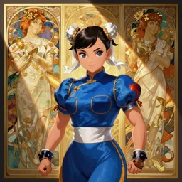 an adorable chun - li by krenz cushart, artgerm, alphonse mucha, akihiko yoshida, trending on pixiv
