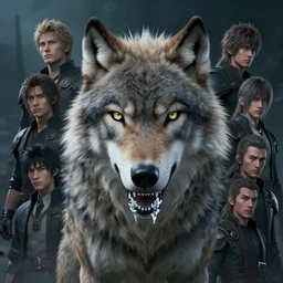 a fancy portrait of a wolf with crystal fang's by Greg Rutkowski, Sung Choi, Mitchell Mohrhauser, Maciej Kuciara, Johnson Ting, Maxim Verehin, Peter Konig, final fantasy , mythical, 8k photorealistic, cinematic lighting, HD, high details, atmospheric,