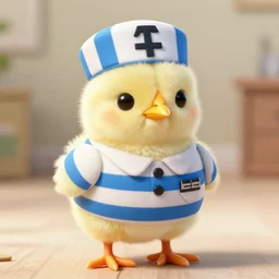 photo of a cute chick dressed as an inmate