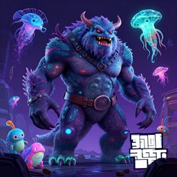 2022 abyssal  bioluminiscent animals hyperbeast by Brock Hofer digital art, ArtStation  GTA cover comics style  by James Gurney and beeple   global illumination Volume lighting Pixar and Disney tone mapping