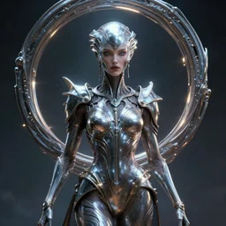 epic portrait of alien metal rings queen epic octane vfx maya render