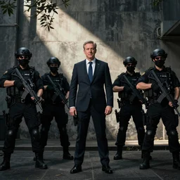evil dan andrews melbourne premier surrounded by swat team