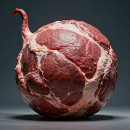 a huge imposing ball of meat with a tail sticking out, cronenberg style