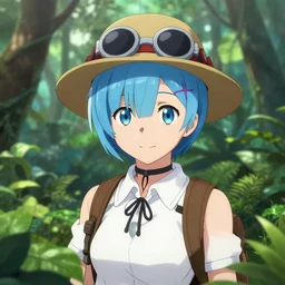 reimu in the jungle wearing explorer - hat
