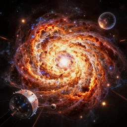a supernova exploding with a time machine, 8k, detailed