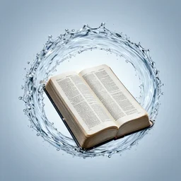studio photography of a swirl of water forming the shape of the bible