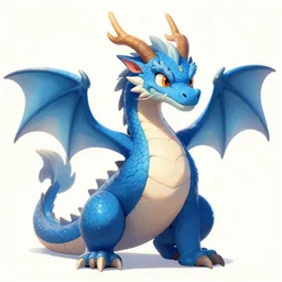 blue dragon with a white belly and orange eyes award winning digital art