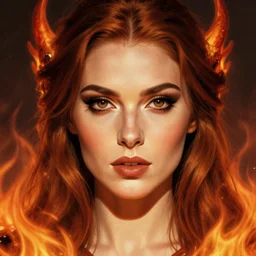 the female flame wizard as a realistic d & d fantasy character, closeup portrait art by donato giancola and greg rutkowski, vintage retro, realistic face, digital art, trending on artstation, symmetry!!