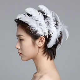 girl with hair made by feather