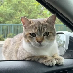 cat on a car