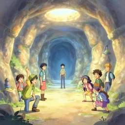 ancient underground dungeon cavern, pastel colors, hero world nintendo, by greg manchess, jesper ejsing, by rhads, makoto shinkai and lois van baarle, ilya kuvshinov, rossdraws global illumination